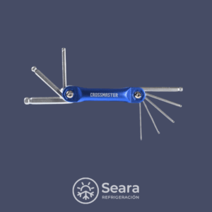 Juego de 8 llaves hexagonales métricas plegables con cuerpo de aluminio anodizado y punta esférica